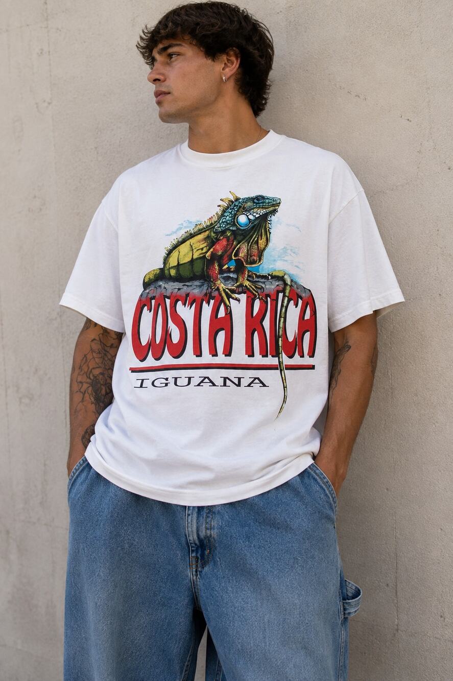 Vintage Liquido Azul Liquid Blue Costa Rica Iguana Graphic T Shirt 90s Y2K M